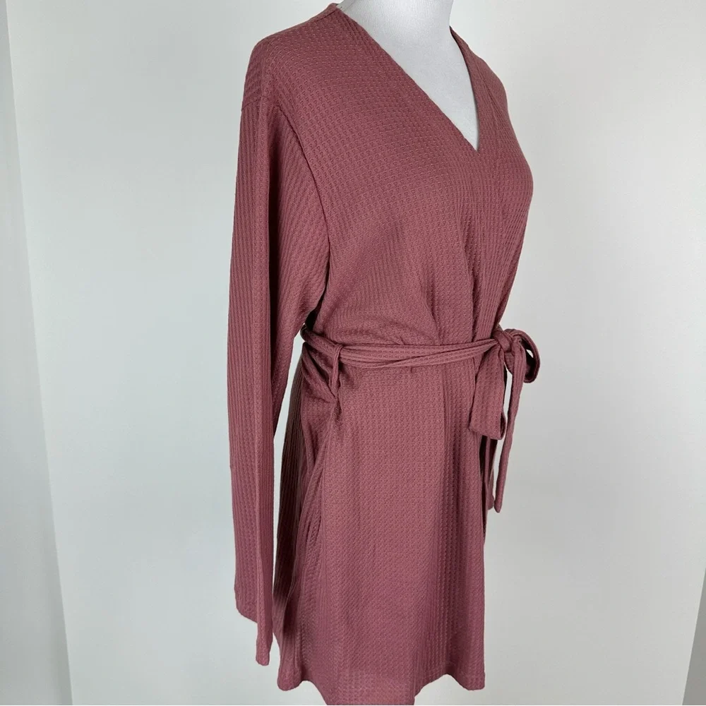 Alexander Del Rossa Mauve Short Waffle Texture Robe Size XL - Picture 4 of 10